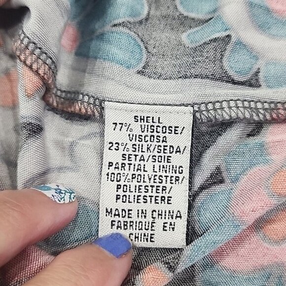 Tibi Dress Mini Multicolored floral Silk/Viscose 3/4 Sleeve Sheath Women's Small - Picture 5 of 5